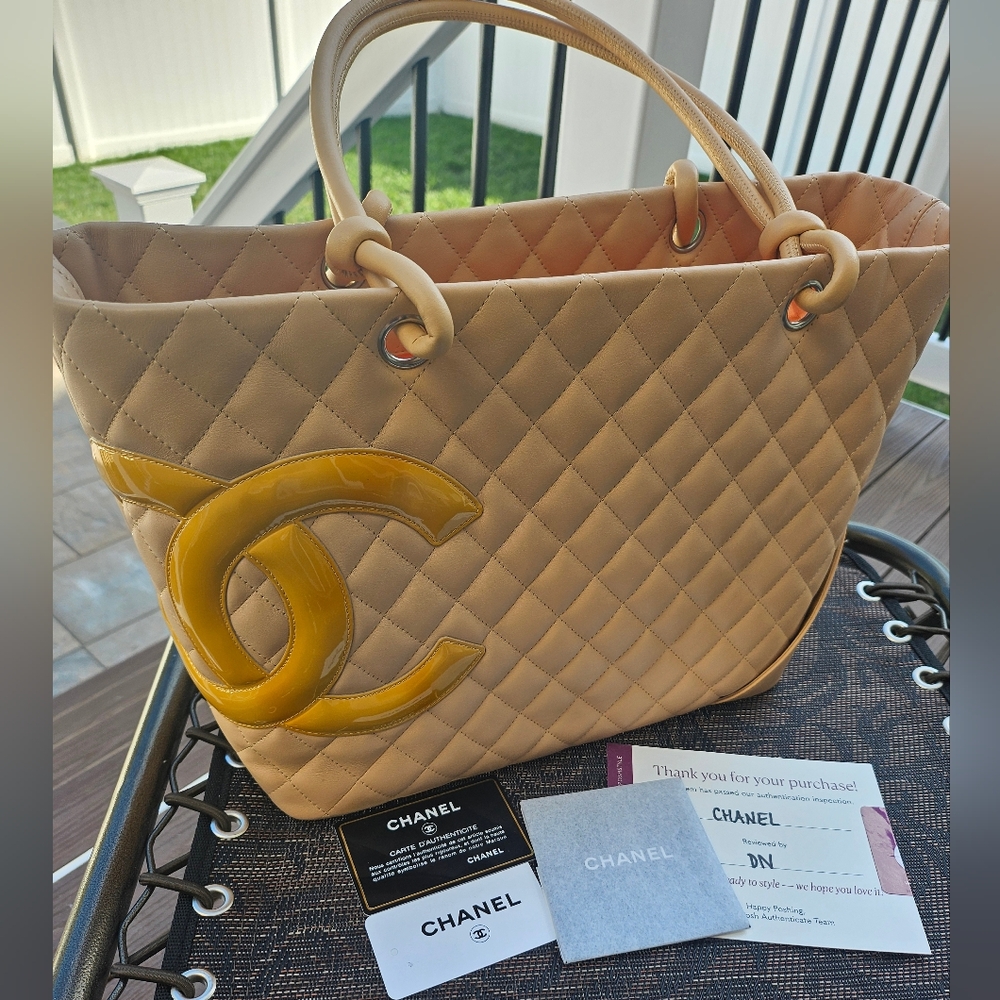 Chanel Cambon Line Large Tote Nude with Yellow C's - Picture 3 of 14
